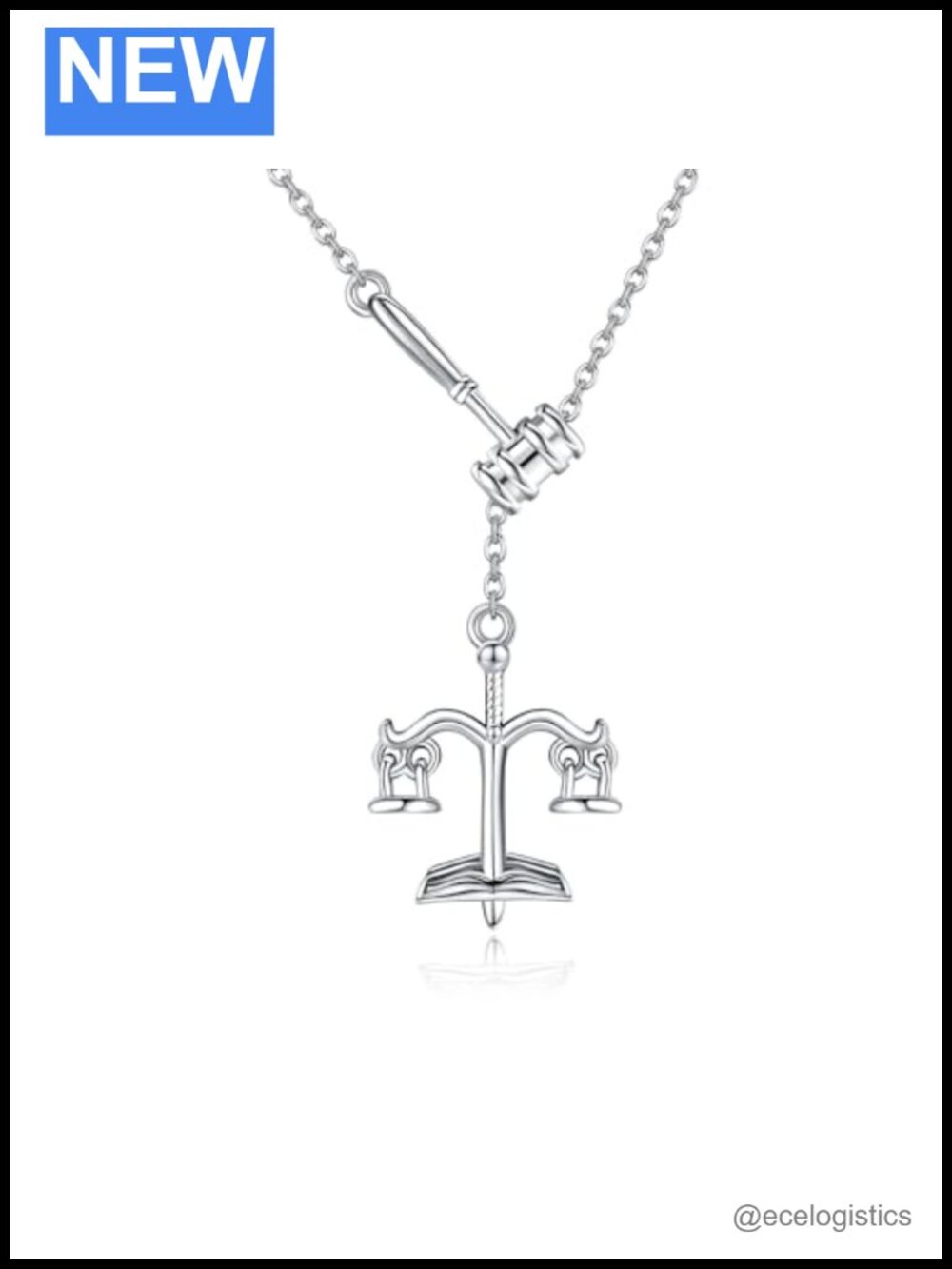 925 Sterling Silver Scales of Justice Y Necklace Lawyer Attorney Gift